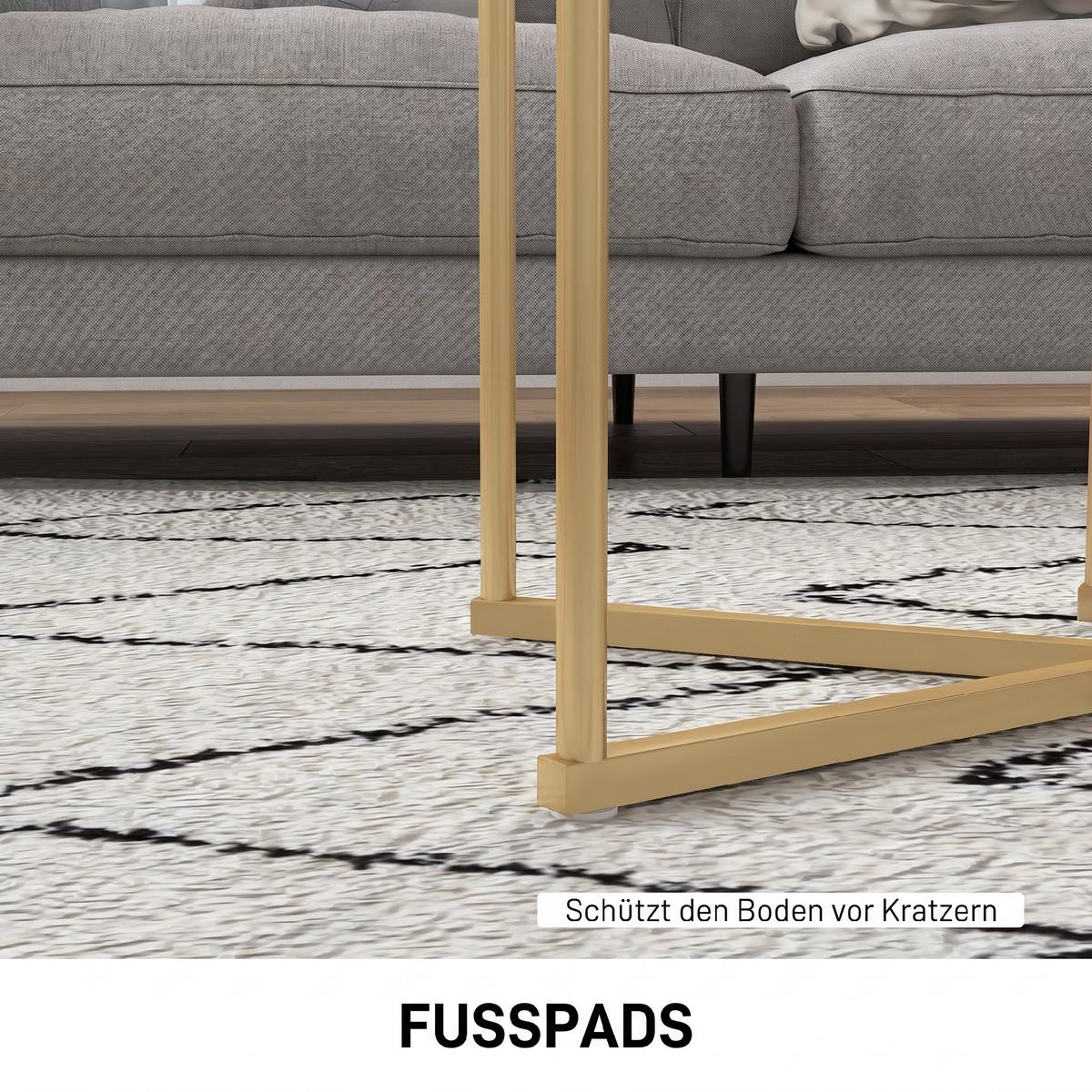 BEISTELLTISCH 2er Set MDF Stahl Gold - Goldfarben, Metall (45/45/55cm) - HOMCOM