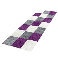 HOCHFLORTEPPICH RHEIN, kariert, Violett, 80 x 250 cm - Lila, Textil (250/80cm) - KADIMA DESIGN