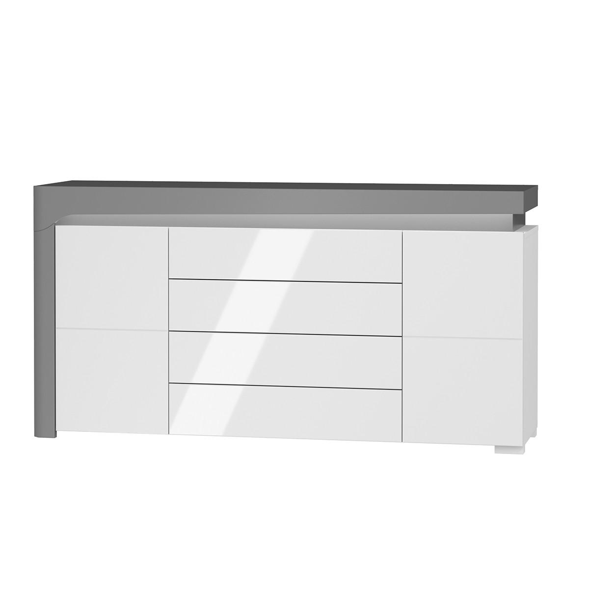 SIDEBOARD Teo Weiß und grau - Weiß, Holzwerkstoff (158/82/43cm) - Petits-meubles