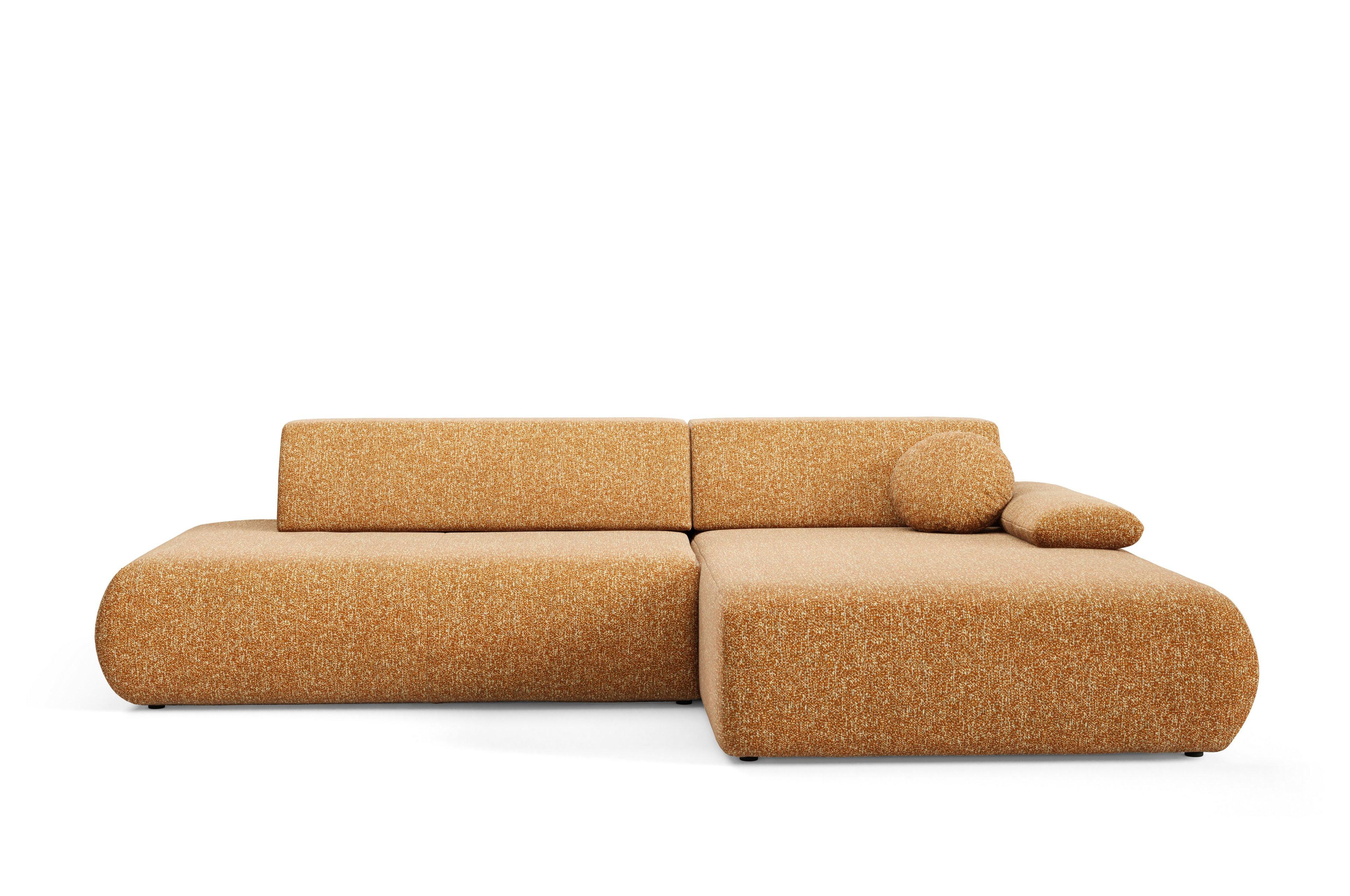 ECKSOFA DELTA R-S Braun Geflochtener Stoff mit Schlaffunktion - Braun, Holz (286/173.5cm) - MASSENO