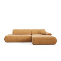 ECKSOFA DELTA R-S Braun Geflochtener Stoff mit Schlaffunktion - Braun, Holz (286/173.5cm) - MASSENO