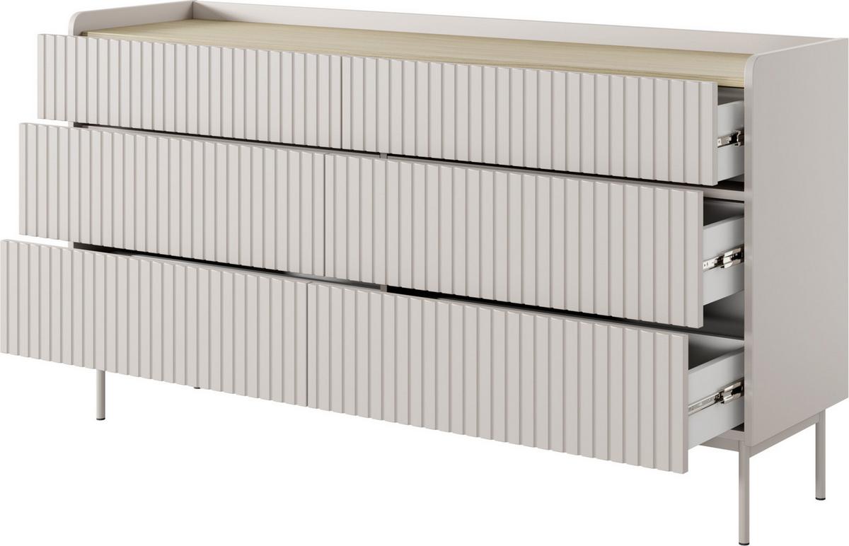 KOMMODE Nolle in Beige & Scandi Eiche 153/82/38 cm - Sandfarben/Beige, Holzwerkstoff/Metall (153/82.2/38cm) - WFL GROUP