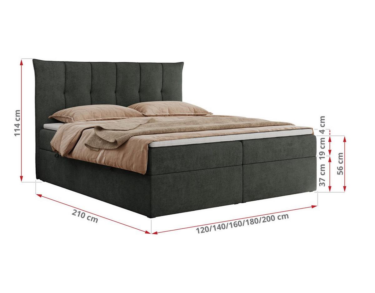 BOXBETT PREMIUM 10 140/200 Dunkelgrau Struktur - H4 - Dunkelgrau, Holz/Textil (140/200cm) - MKS