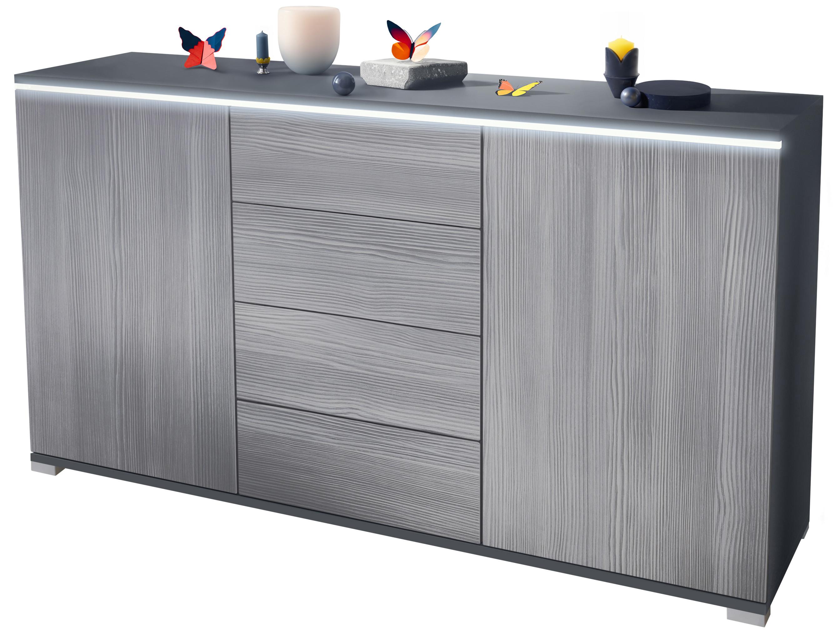 SIDEBOARD Faro Avola-Anthrazit - Grau, Holzwerkstoff (138.5/75.5/35cm) - Vladon