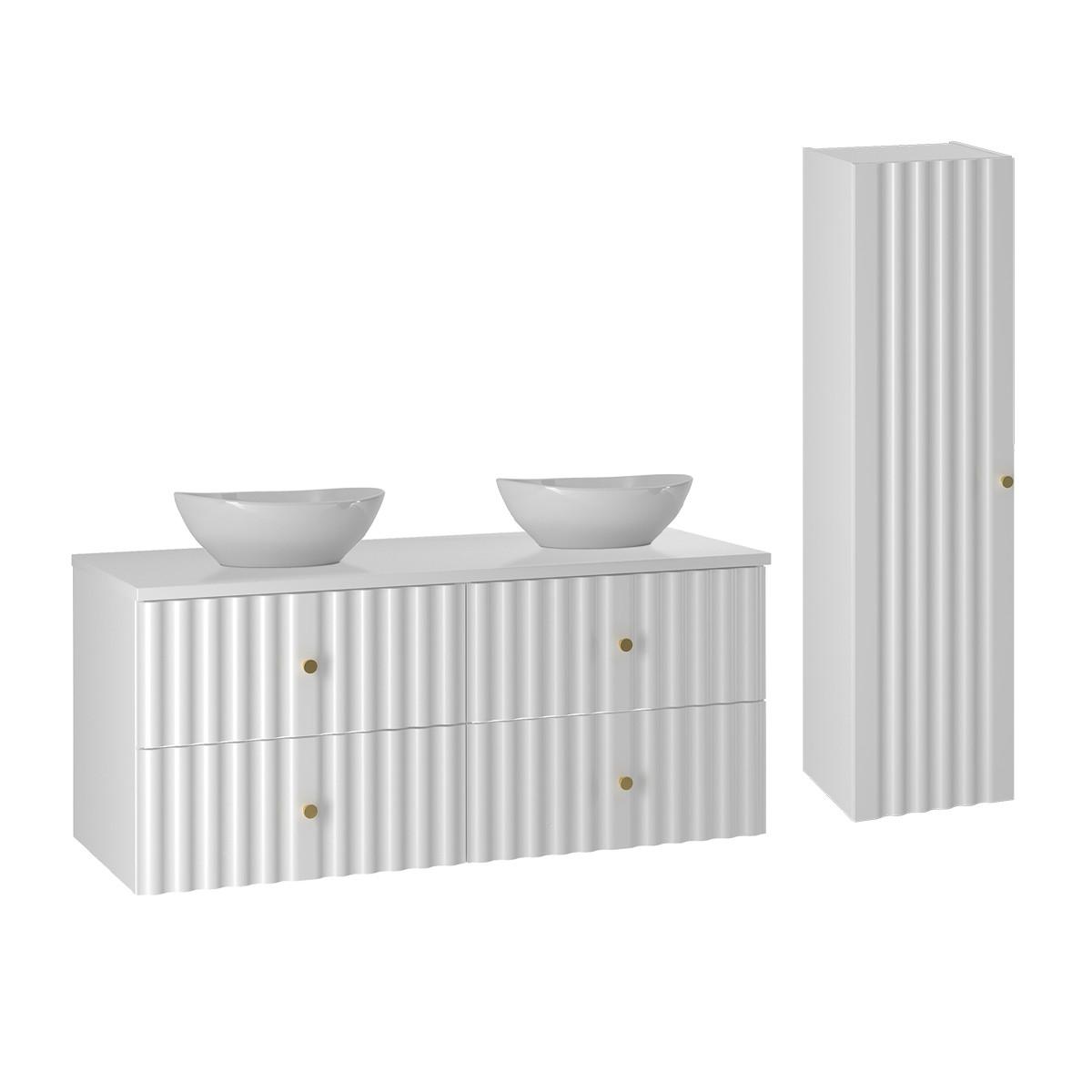 BADMÖBEL 120.6cm Izae 2er-Set Weiß - Weiß, Holzwerkstoff (120.6/52.2/46.5cm) - Petits-meubles