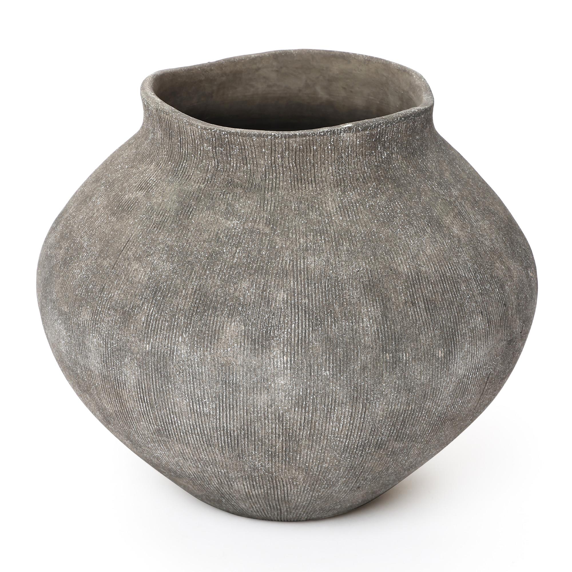 KERAMIKVASE rund, in Erdtönen, H 23,5 cm - Grau, Keramik (23.5cm) - Hometopia