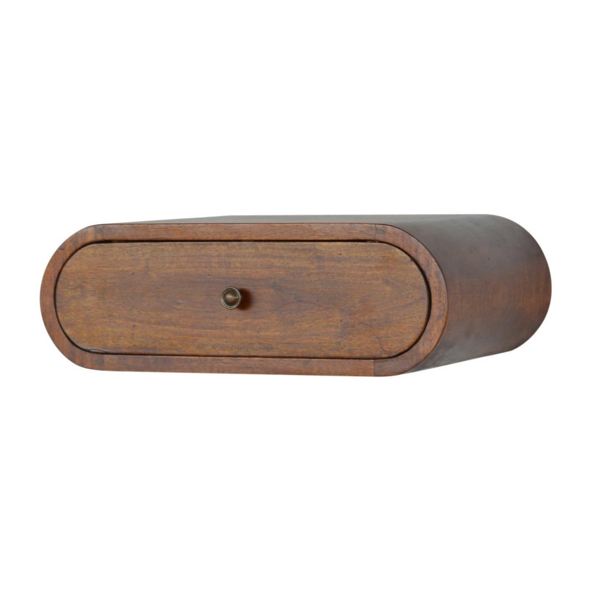 NACHTTISCH - Wandmontierter runder Kastanien, 1 Schublade, Braun - Kastanienfarben/Messingfarben, Holz/Metall (45/6.2/32cm) - Artisan Furniture