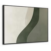 LEINWAND Bilder mit Rahmen - Japandi - Grün - Abstrakt - Modern - 100x70 - Salbeigrün, Textil (100/70cm) - MuchoWow