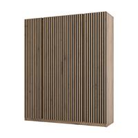 KLEIDERSCHRANK Nehir Korpus Eiche Evoke, Front Schwarz/Eiche Evoke 200 cm - 4T Modern mit 4 Lamellentüren - Eichefarben/Schwarz, Holzwerkstoff/Kunststoff (200/239/61.9cm) - AX Living