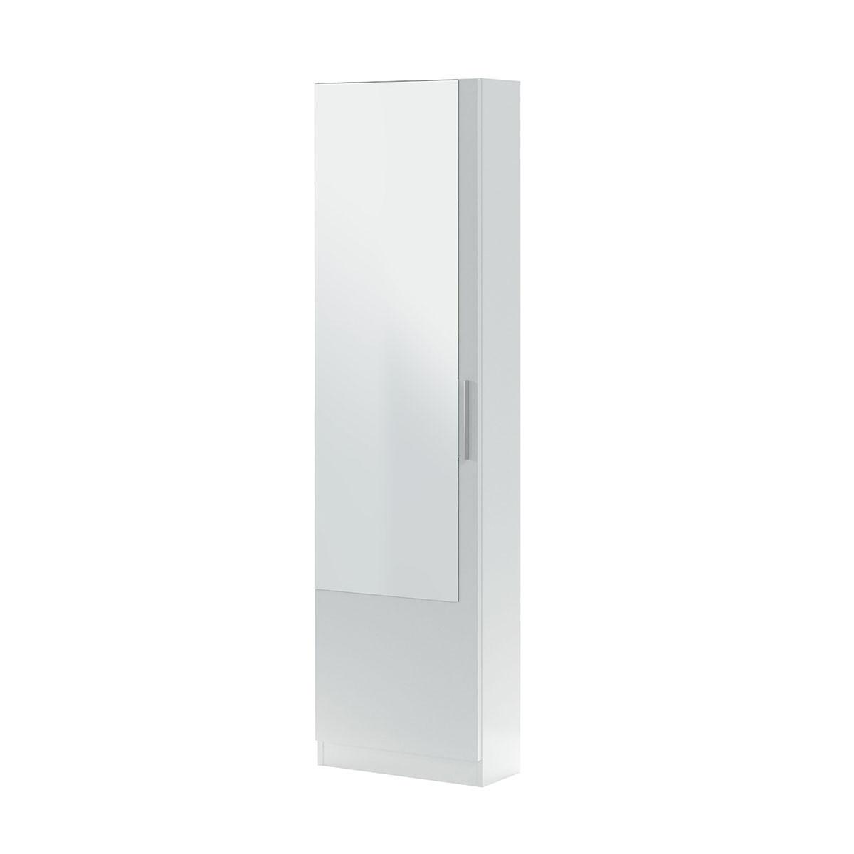 SCHUHSCHRANK, 1 Tür mit Spiegel - H180 cm - Weiß, Holzwerkstoff (22/180/6.5cm) - Calicosy