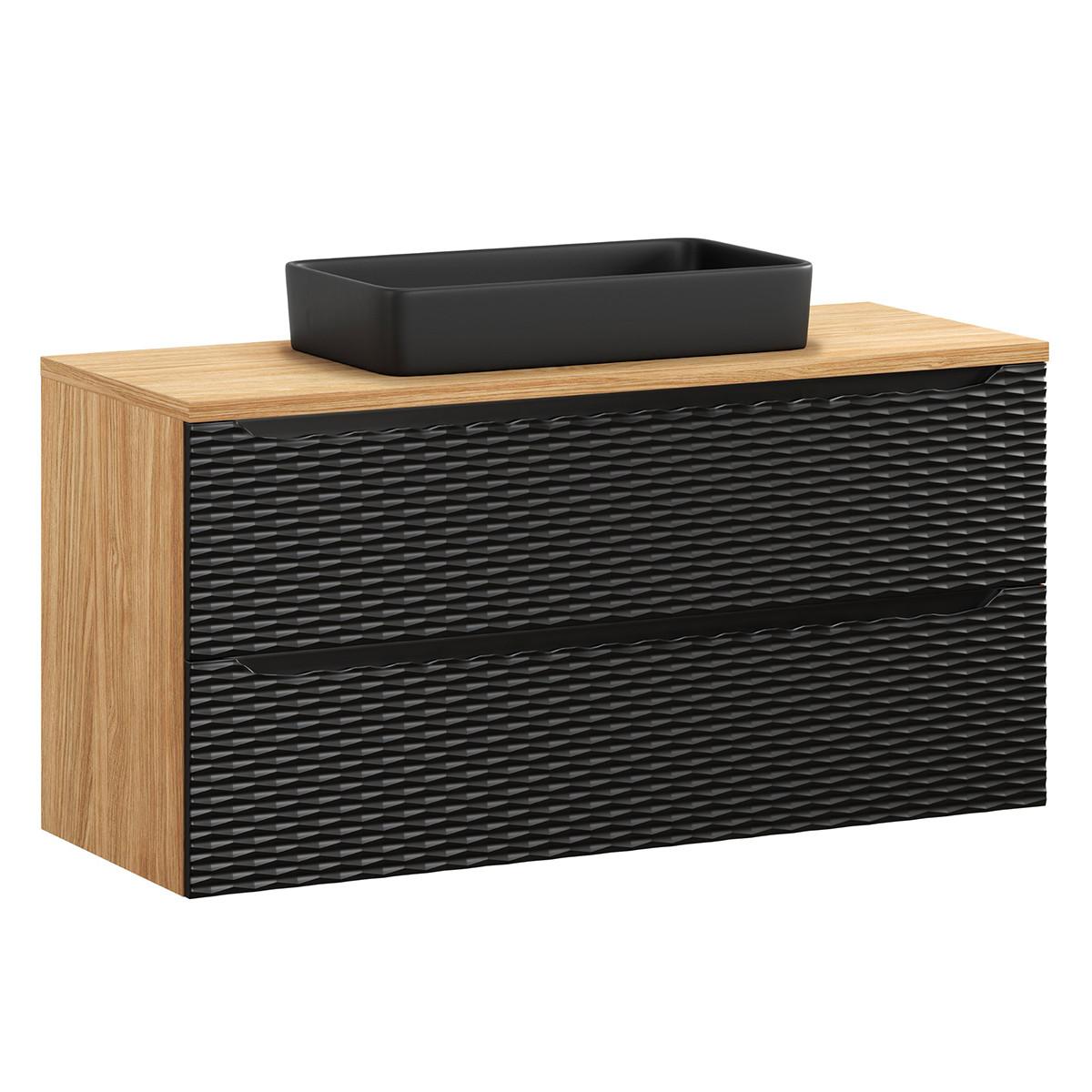 WASCHTISCH 120cm Elora Schwarz und Holz - Schwarz, Holzwerkstoff (120/59/46cm) - Petits-meubles