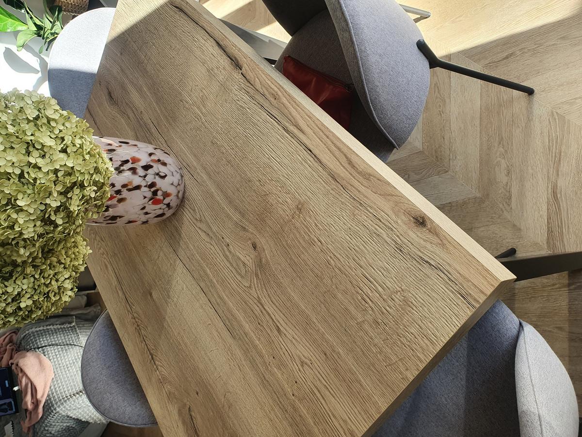 RECHTECKIGER Esszimmertisch SKANDI, ausziehbarer Tisch, Größe: 120-160X80X78 cm, Wohnzimmertisch Farbe: HALIFAX, mit Holzbeinen in Farbe Schwarz - Schwarz/Naturfarben, Holzwerkstoff (120/80/78cm) - Alpi-Möbel