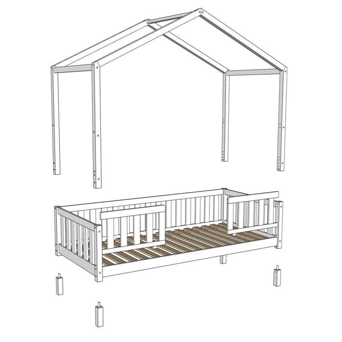 HAUSBETT Kapua 140x200 mit Bettschublade Rausfallschutz Kiefer massiv - Kieferfarben, Holz (140/200cm) - 58aufmkessel