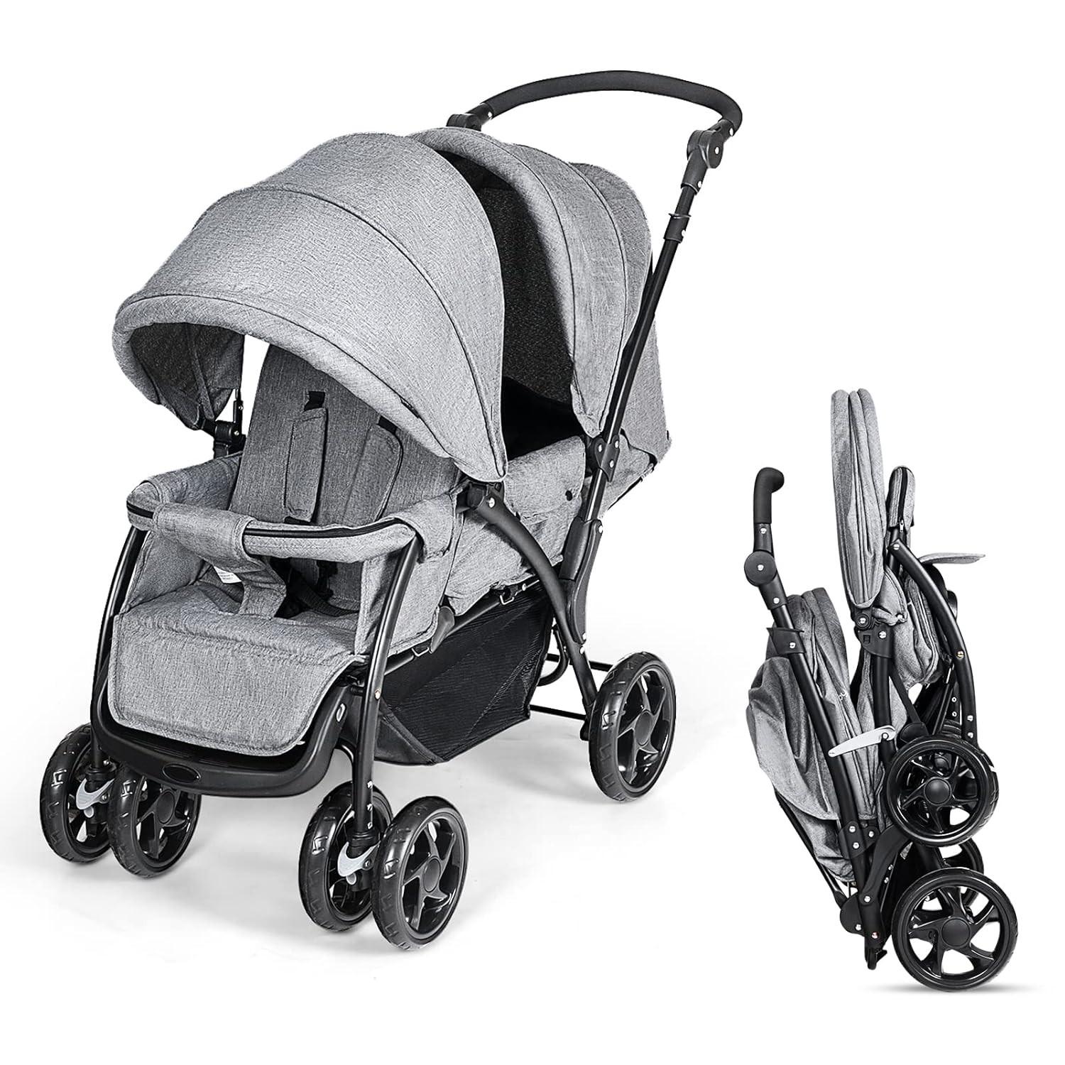 GESCHWISTERWAGEN Grau - Grau, Metall (49/98.5/30cm) - COSTWAY