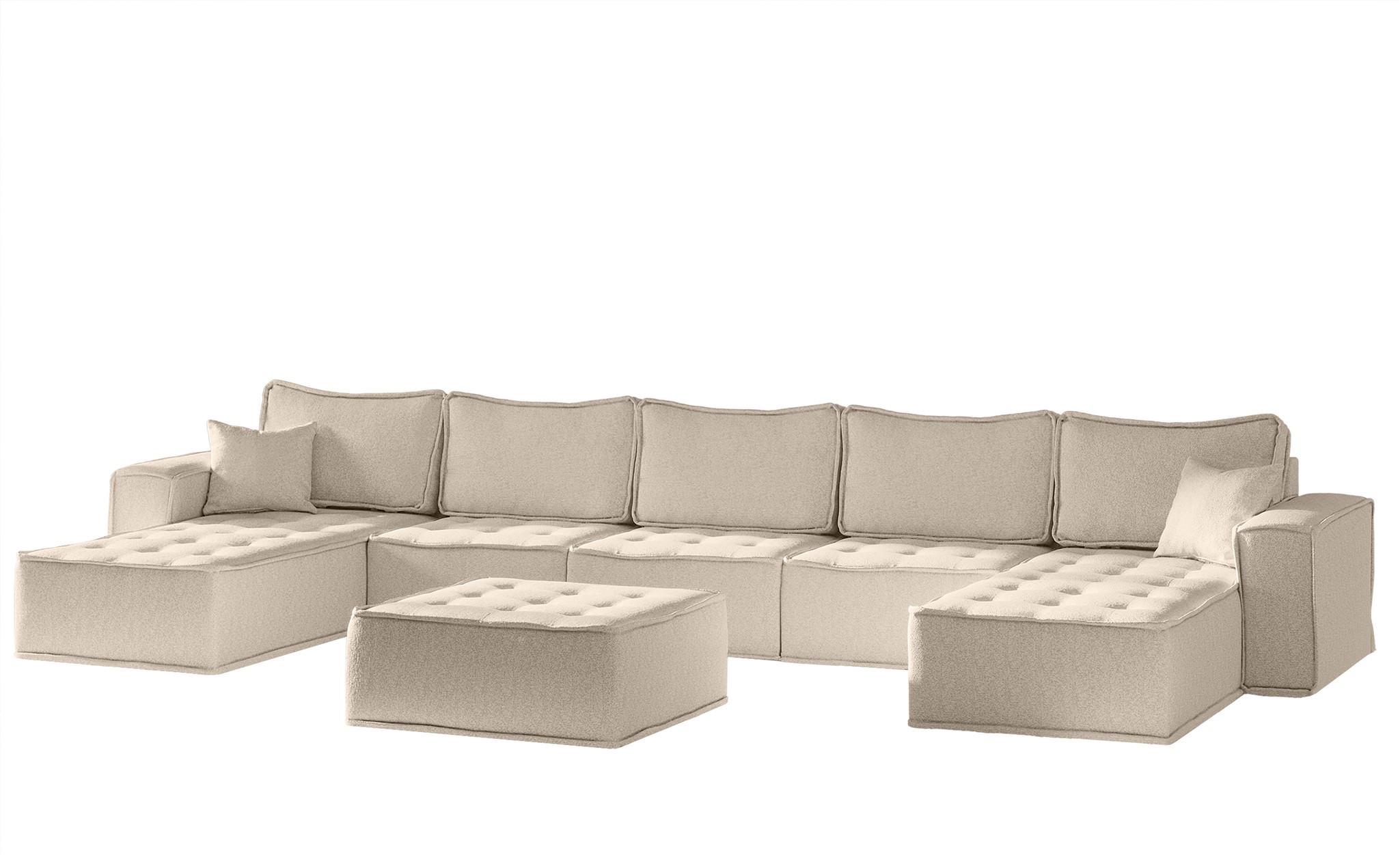 WOHNLANDSCHAFT Sande In Raven - Creme, Holzwerkstoff/Textil (452/85/192cm) - Fun Möbel