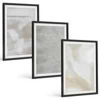 BILDER SET 3er Set - 40x60 cm Schwarzer Rahmen - Abstraktes modernes Design - Schwarz, Kunststoff (40/60cm) - TULUP