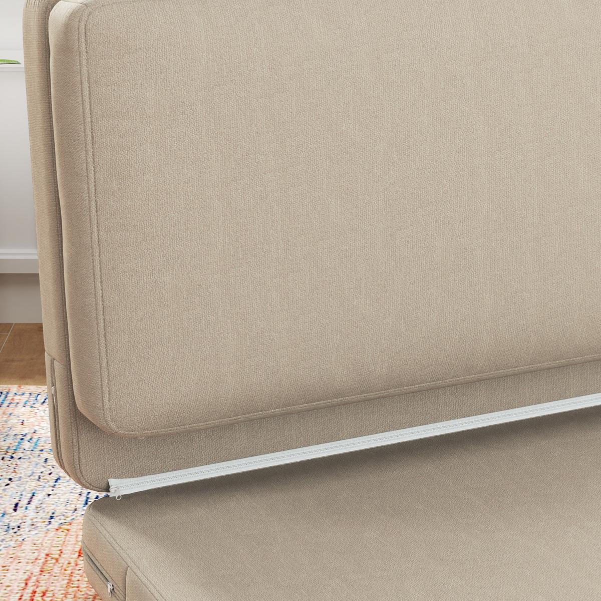 BODENSOFA 3-in-1 Klappbar Schlafsofa mit Samtoptik für Schlafzimmer, Wohnzimmer - Beige, Textil (120/10/275cm) - HOMCOM
