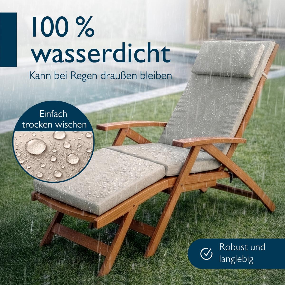 DECKCHAIRAUFLAGE QD-DC 175x45x5cm Beige - Beige, Textil (45/175cm) - Beautissu 