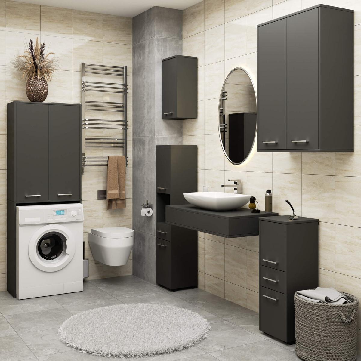 BADKOMMODE Graphit Grau 180/64/30 - Grau, Holzwerkstoff (64/180/30cm) - RAUMHIRSCH FURNITURE