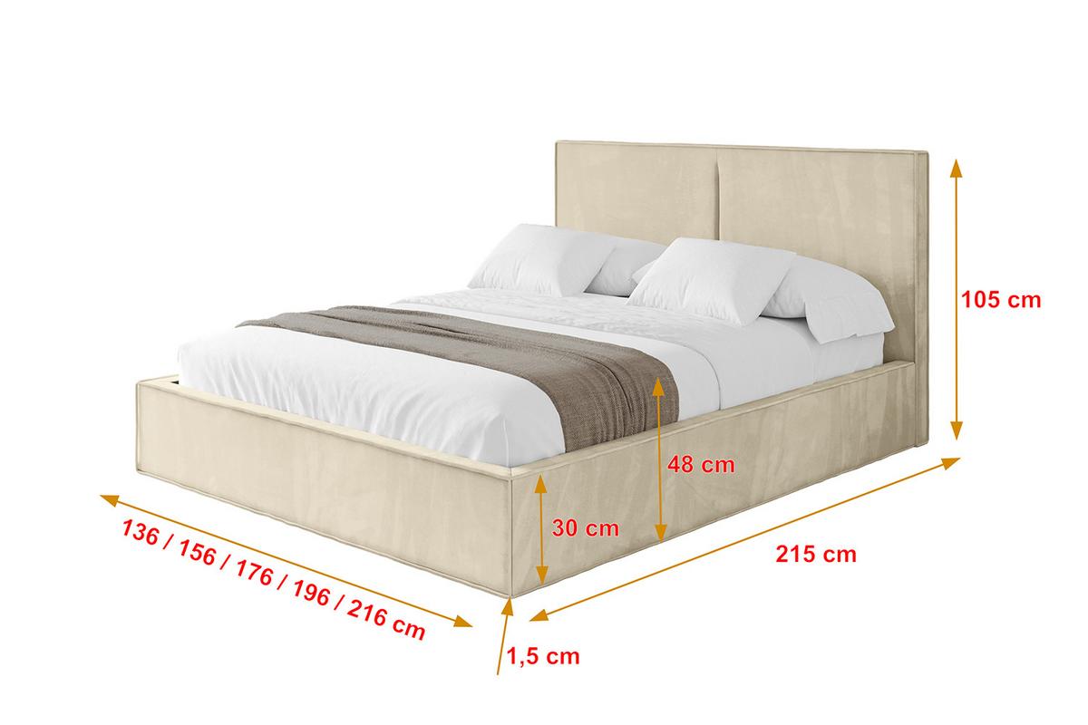 POLSTERBETT mit Bettkasten und Lattenrost, Boxbett ohne Matratze - EMMI 180x200 Beige - Ecru, Holzwerkstoff/Textil (180/200cm) - ALTDECOR