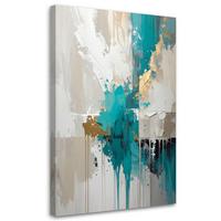 WANDBILD, Türkis graue Abstrakt - Türkis, Textil (60/90cm) - Feeby