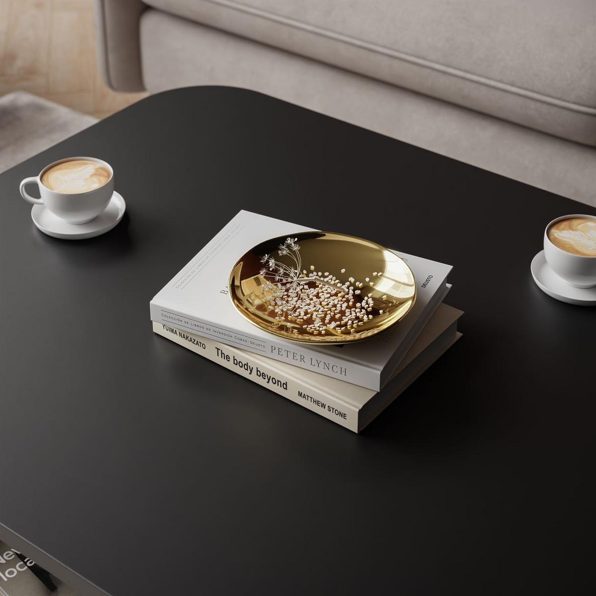 COUCHTISCH SHADOW II mit Ablage unter der Tischplatte - Goldfarben/Schwarz, Holzwerkstoff (60/80/35cm) - Lookway