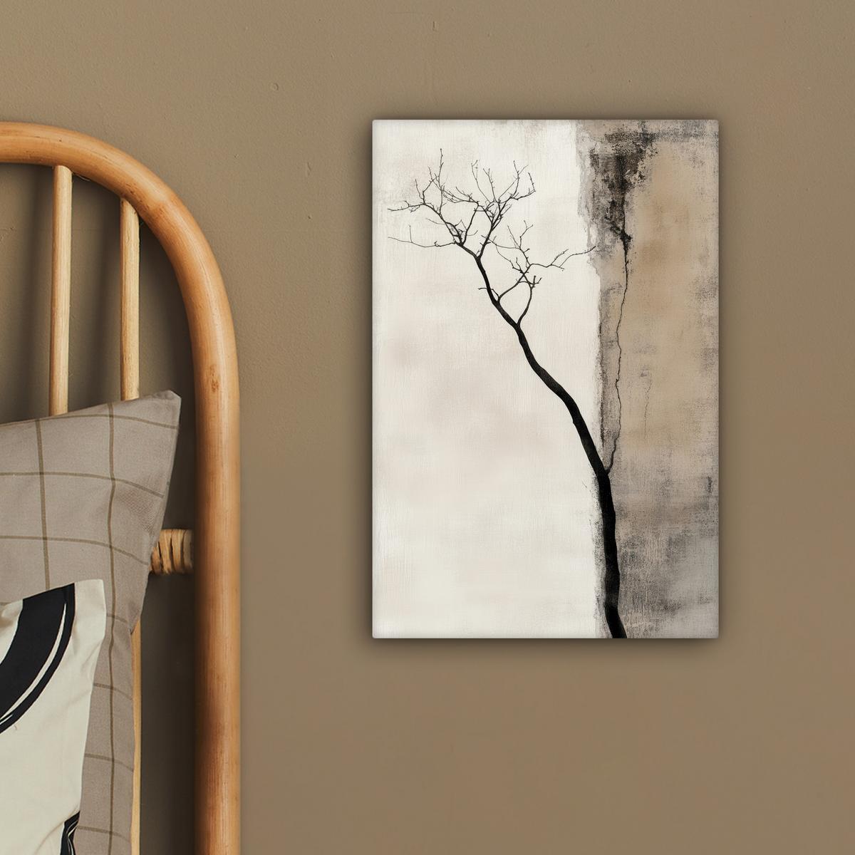 LEINWANDBILD Wabi sabi - Pflanze - Beige Deko Wohnzimmer 20x30 cm - Taupe, Textil (20/30cm) - MuchoWow