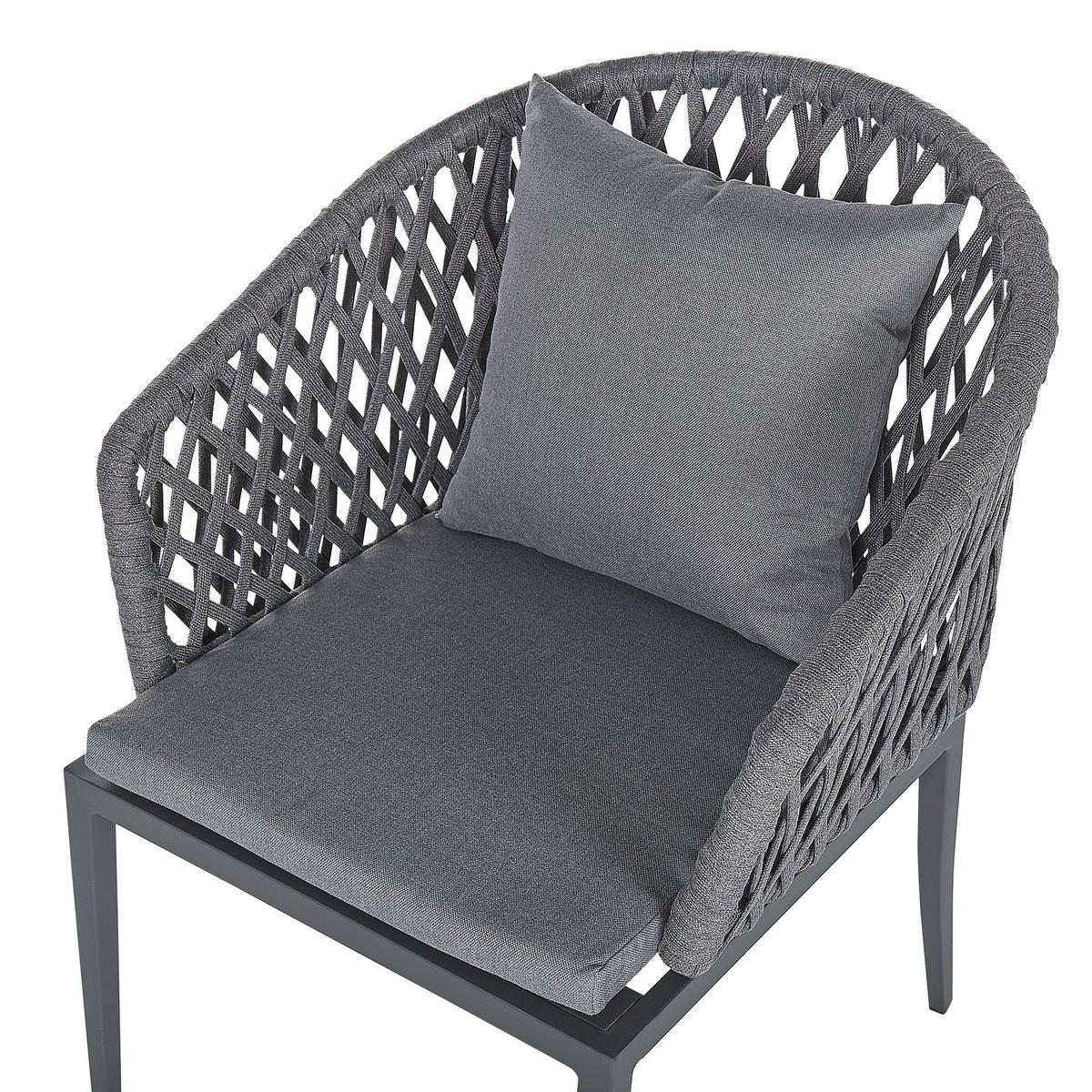 GARTENMÖBEL-SET 4-Sitzer Aluminium/Flechtseil grau Lipari - Grau, Metall - Beliani