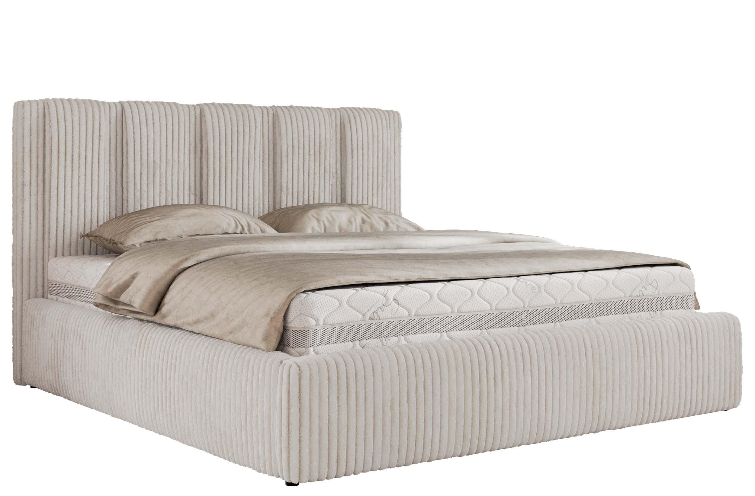 POLSTERBETT SAVINO CLASSIC 200/200 - Beige Cord - ohne Matratze - Beige, Textil (200/200cm) - MKS