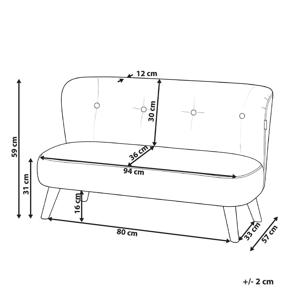 KINDERSOFA Bouclé Weiß Lote - Hellbraun/Weiß, Textil (94/59/57cm) - Beliani