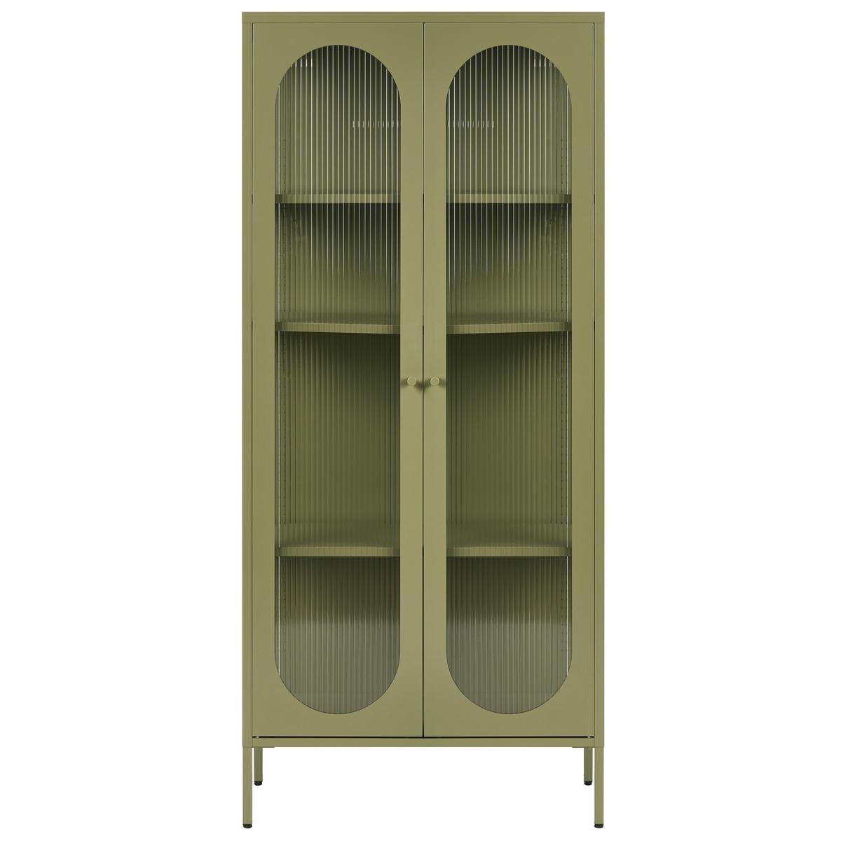 VITRINE mit Glastüren Metall 80 cm Grün Foxton - Grün, Metall (80/181/35cm) - Beliani