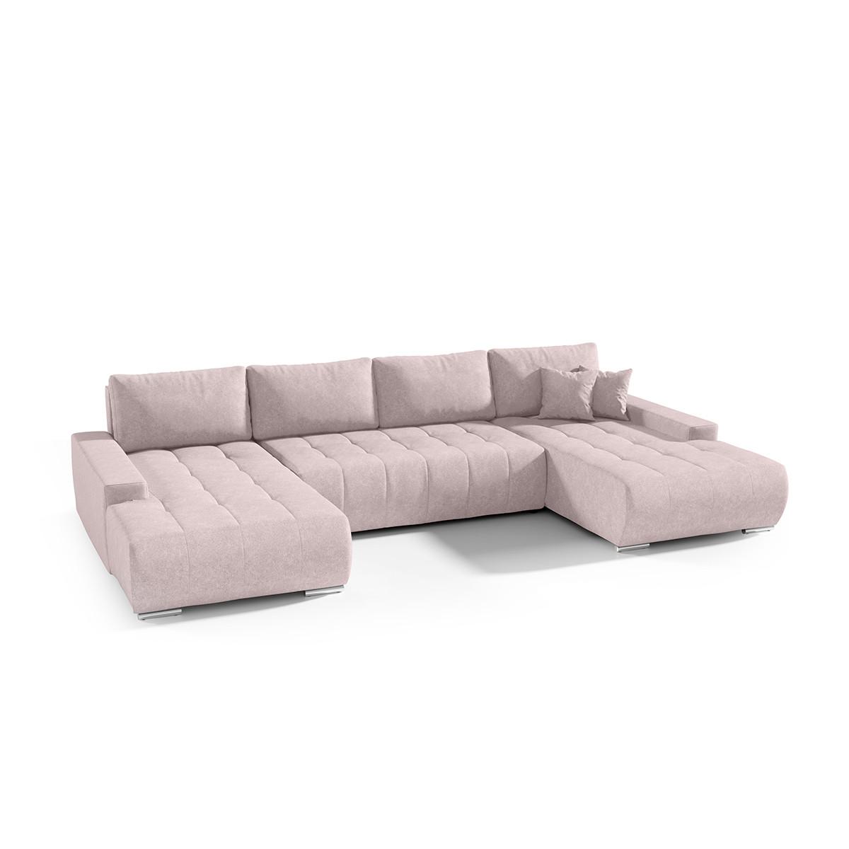 PANORAMASOFA Jonas 5 Sitzplätze Rose - Pink, Holzwerkstoff (350/85/185cm) - Petits-meubles