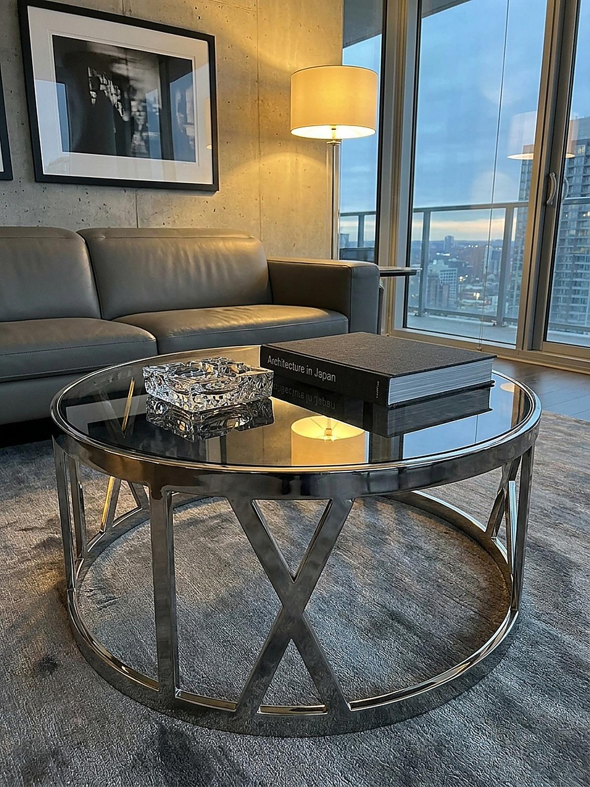 COUCHTISCH mit Glasplatte, Metallgestell, handgefertigt, Belastbarkeit 20 kg, Silber 60x60x30 cm - Silberfarben, Glas/Metall (60/60/30cm) - KADIMA DESIGN