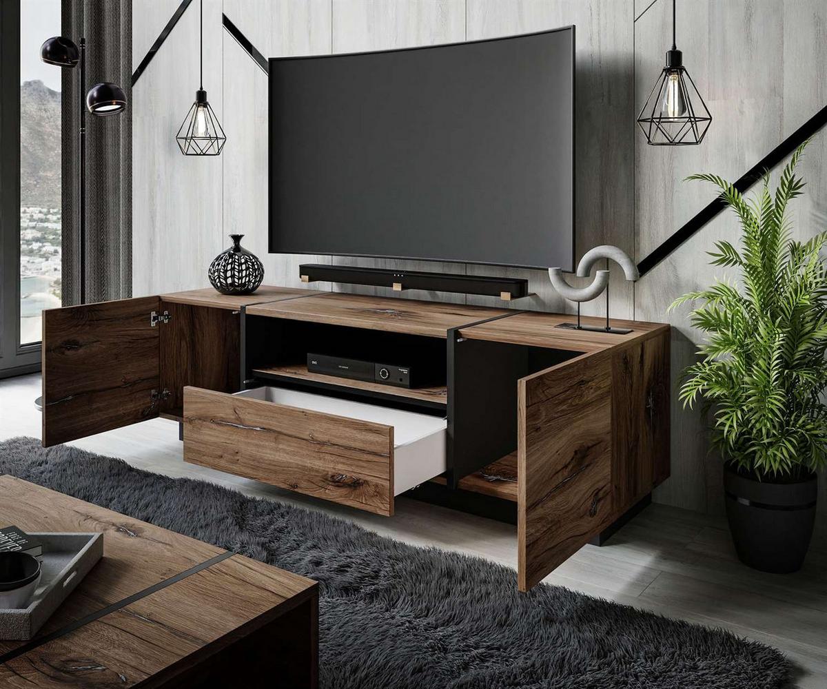 TV-ELEMENT ONYX LOFT 158 cm Push Open - Eichefarben, Holzwerkstoff (158/46/41.3cm) - Lookway