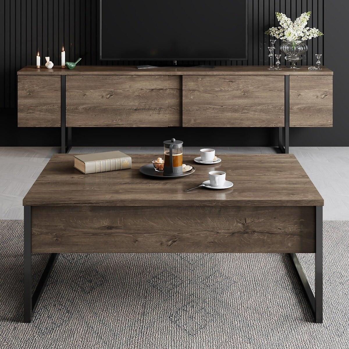 TV-MÖBEL mit 2 Klapptüren Luxe 180/30/50 cm - Schwarz, Holzwerkstoff (180/50/30cm) - Calicosy