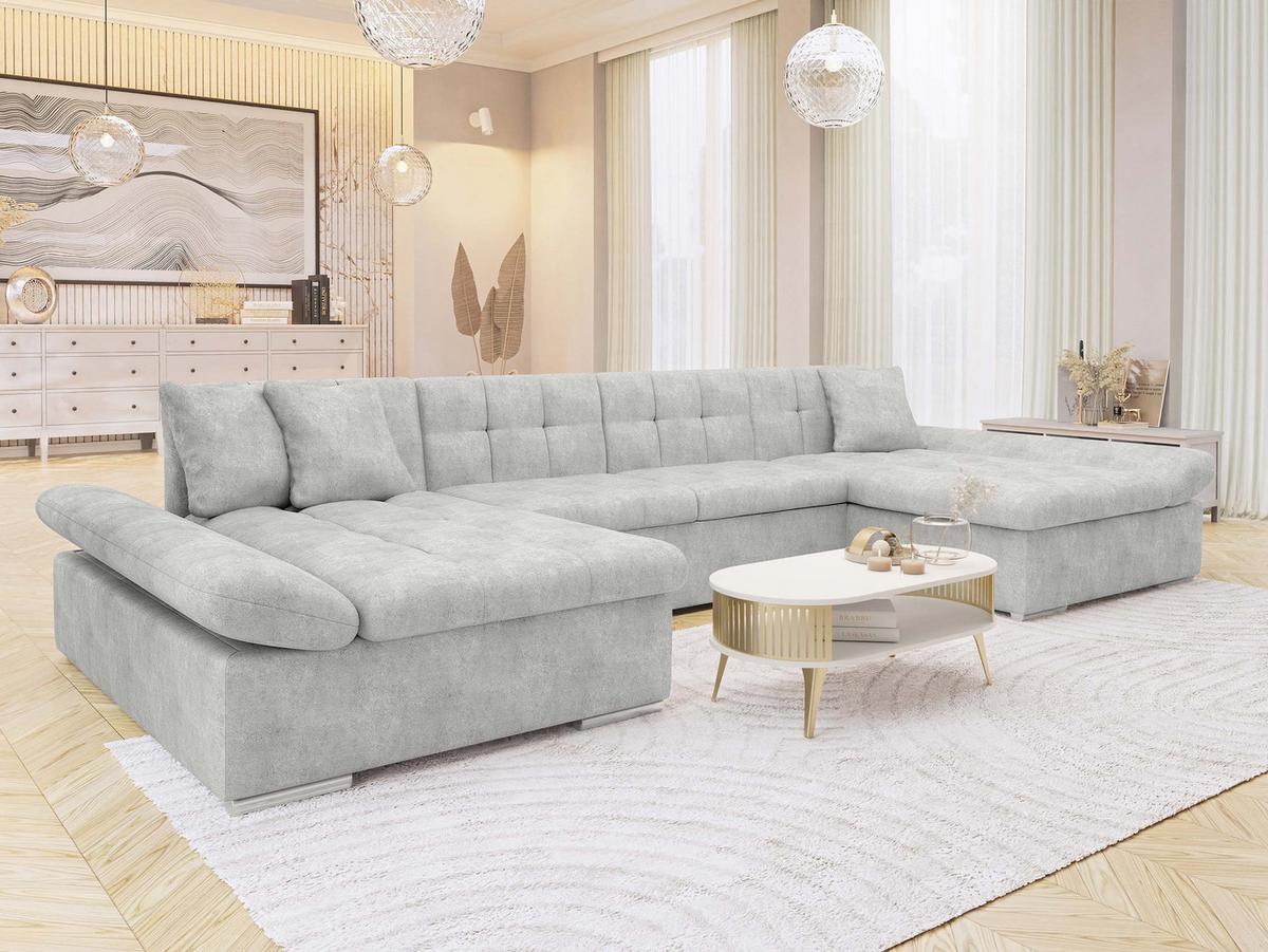 WOHNLANDSCHAFTEN Alia Premium - Silberfarben, Holz/Textil (360/75/160cm) - MIRJAN24