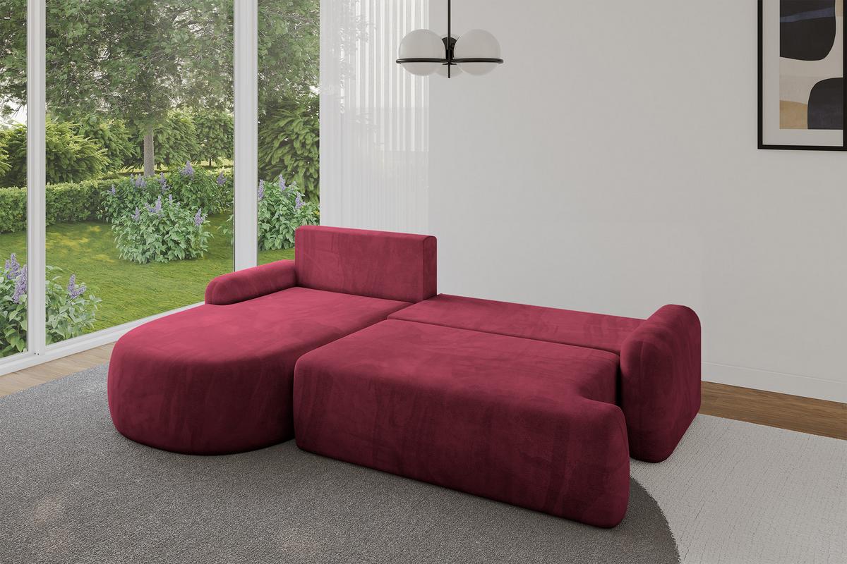 ECKSOFA mit Schlaffunktion und Bettkasten LIRA-L - 264x172x89 Bordeauxrot - Bordeaux, Holzwerkstoff/Textil (264/172cm) - ALTDECOR