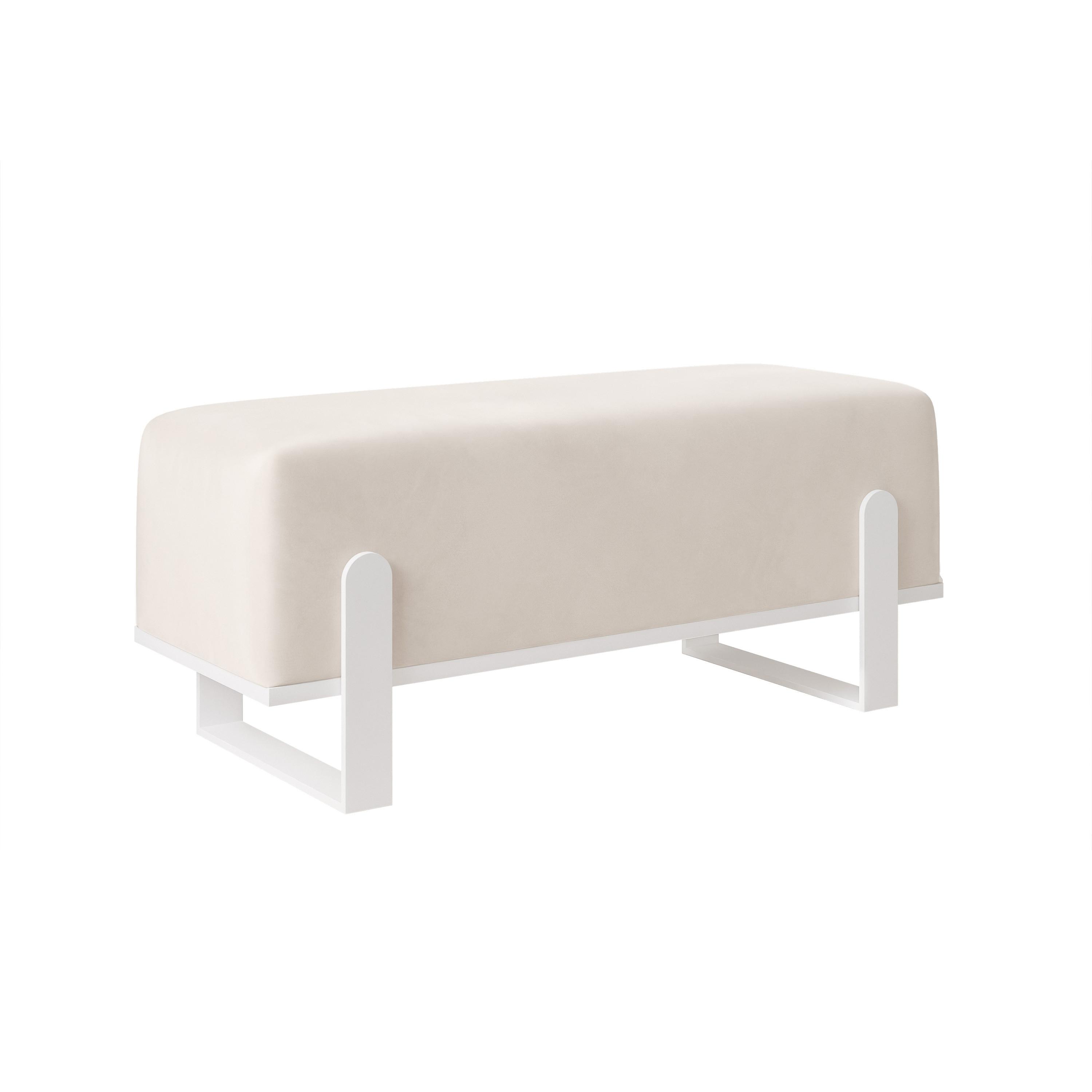 POLSTERBANK MARA 100 cm Weiß / Creme ,Metallgestell - Creme, Textil/Metall (100/47/35cm) - Idohome