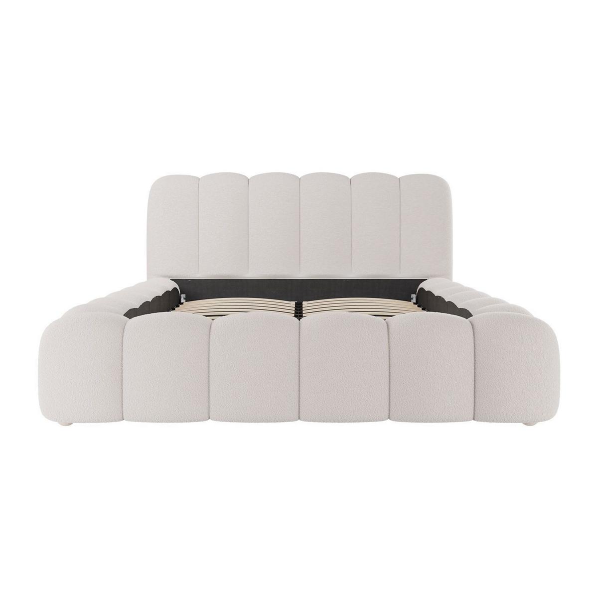 POLSTERBETT Catania 140/200 cm Creme Bouclé inkl Matratze - Creme, Textil (140/200cm) - Juskys