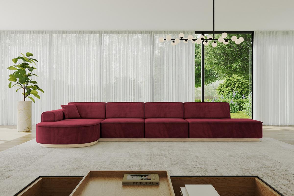 ECKSOFA Ottomane Links ARRIO-L3 - 413x171x83 cm Bordeauxrot - Bordeaux, Holzwerkstoff/Textil (413/171cm) - ALTDECOR