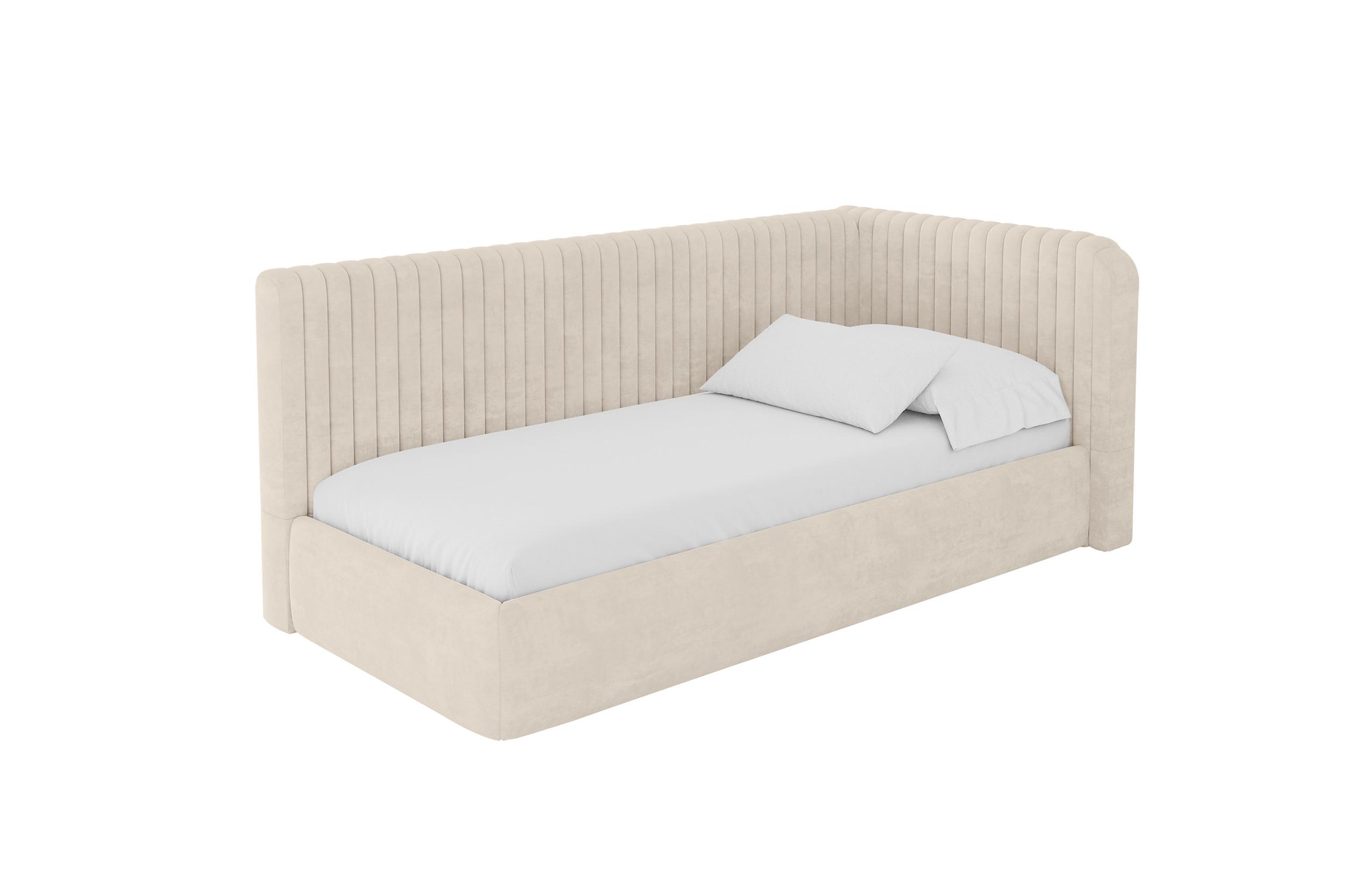 EINZELLBETT Jugendbett mit Bettkasten, Links - AURY 100x200 Beige - Beige, Holzwerkstoff/Textil (100/200cm) - ALTDECOR