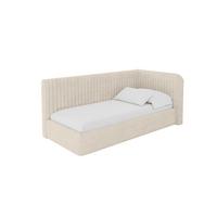 EINZELLBETT Jugendbett mit Bettkasten und Matratze H3/H4, Links - AURY 90x200 Beige - Beige, Holzwerkstoff/Textil (90/200cm) - ALTDECOR