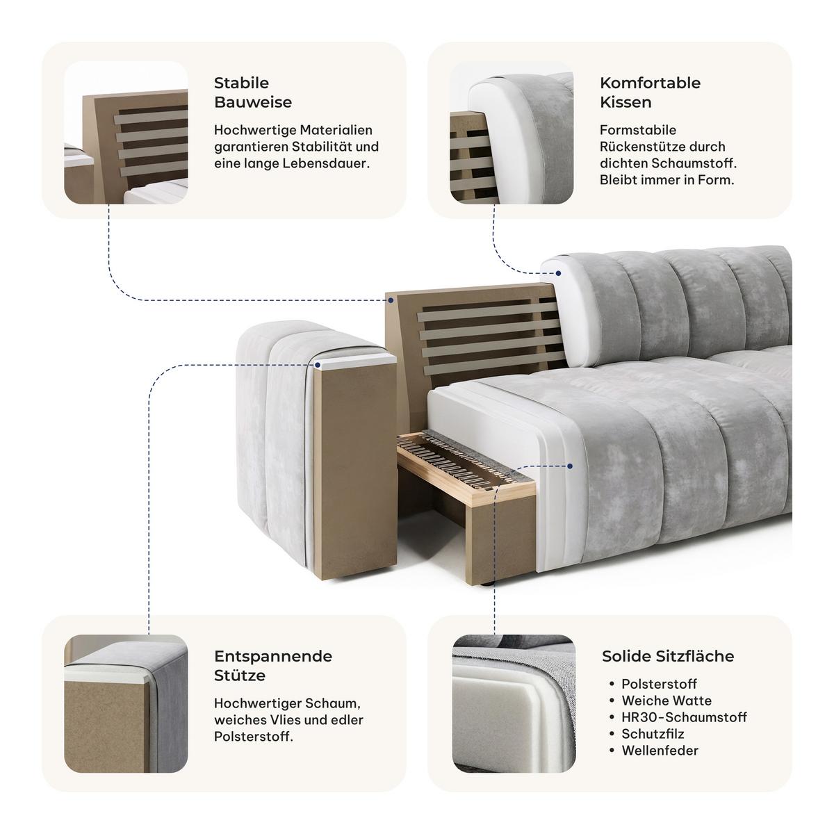 ECKSOFA SETIA LM R-S Grün Chenille - Grün, Holzwerkstoff (304/165cm) - MASSENO