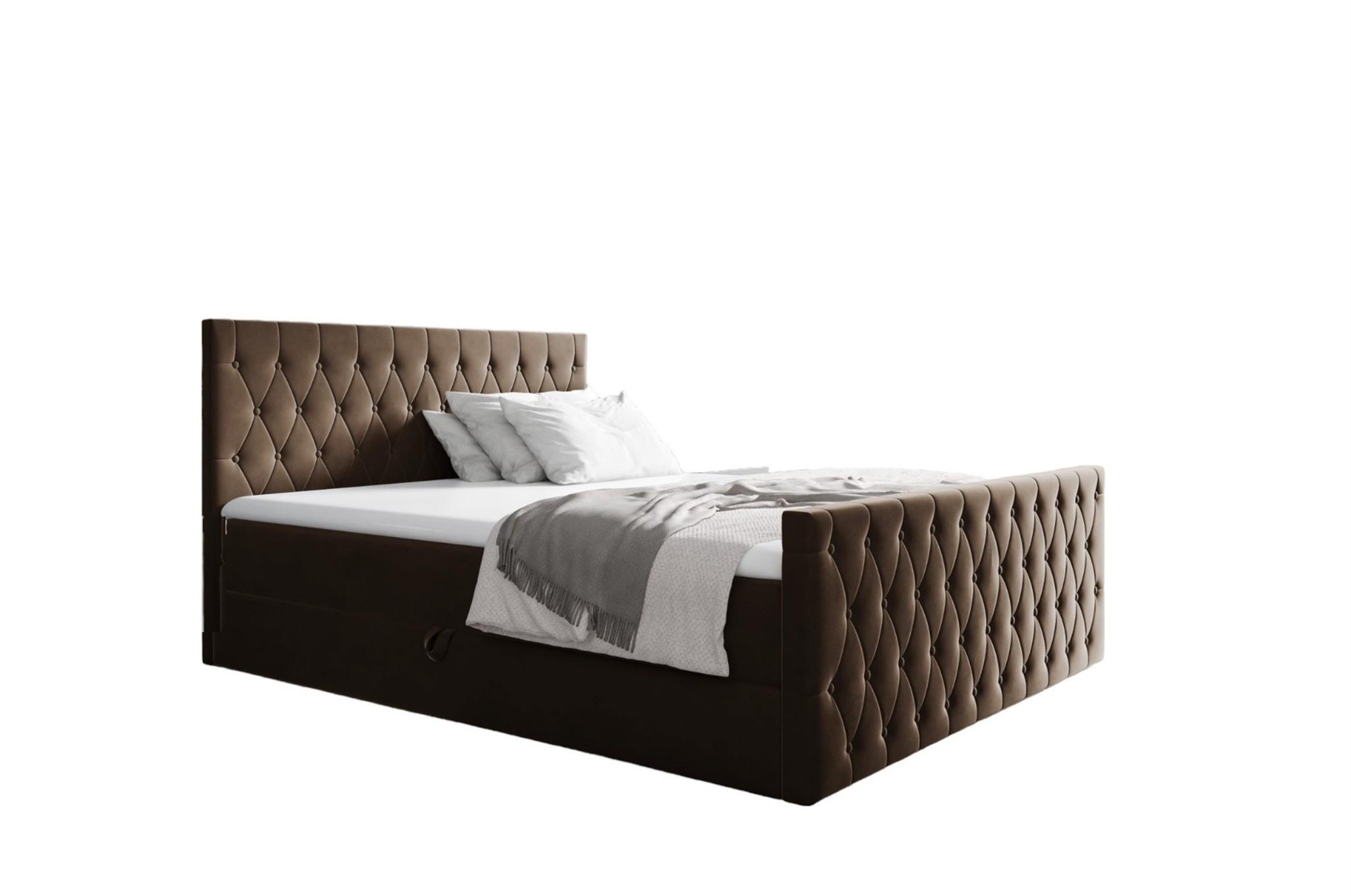 BOXBETT Asher Premium - Braun, Holzwerkstoff/Textil (160/200cm) - Fun Möbel