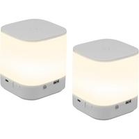 TISCHLEUCHTE Flammel 9.8/9.8/11.5 cm（2er-set） - Weiß, Kunststoff (9.8/9.8/11.5cm) - ZMH