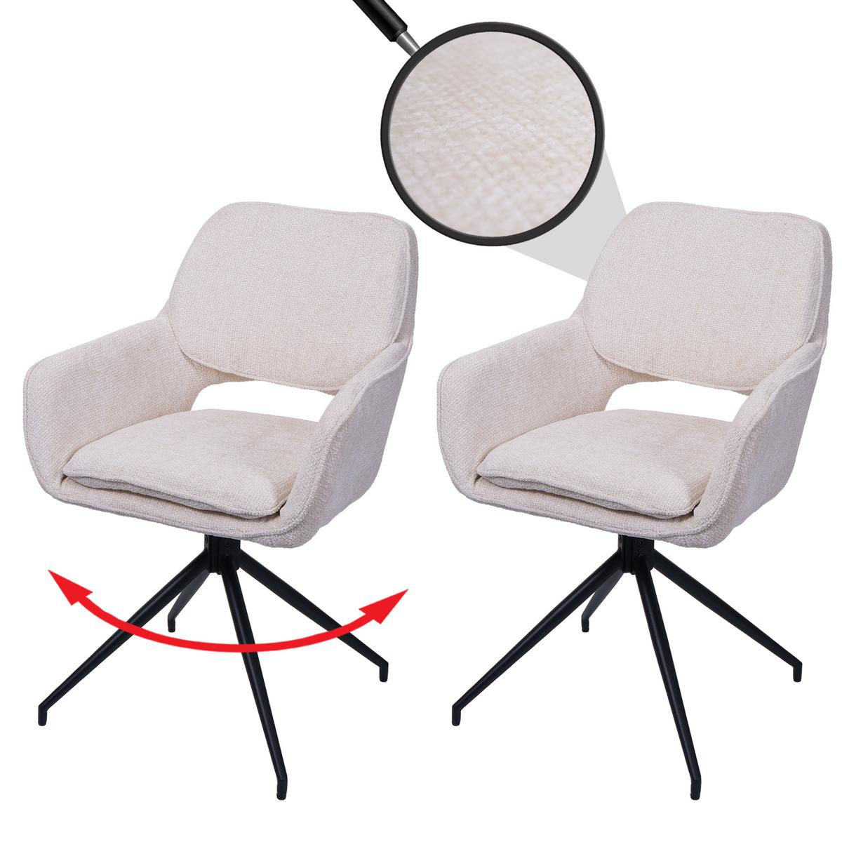 ESSZIMMERSTUHL Cremeweiß 2er-Set - Creme/Weiß, Textil (57/86/61cm) - MCW