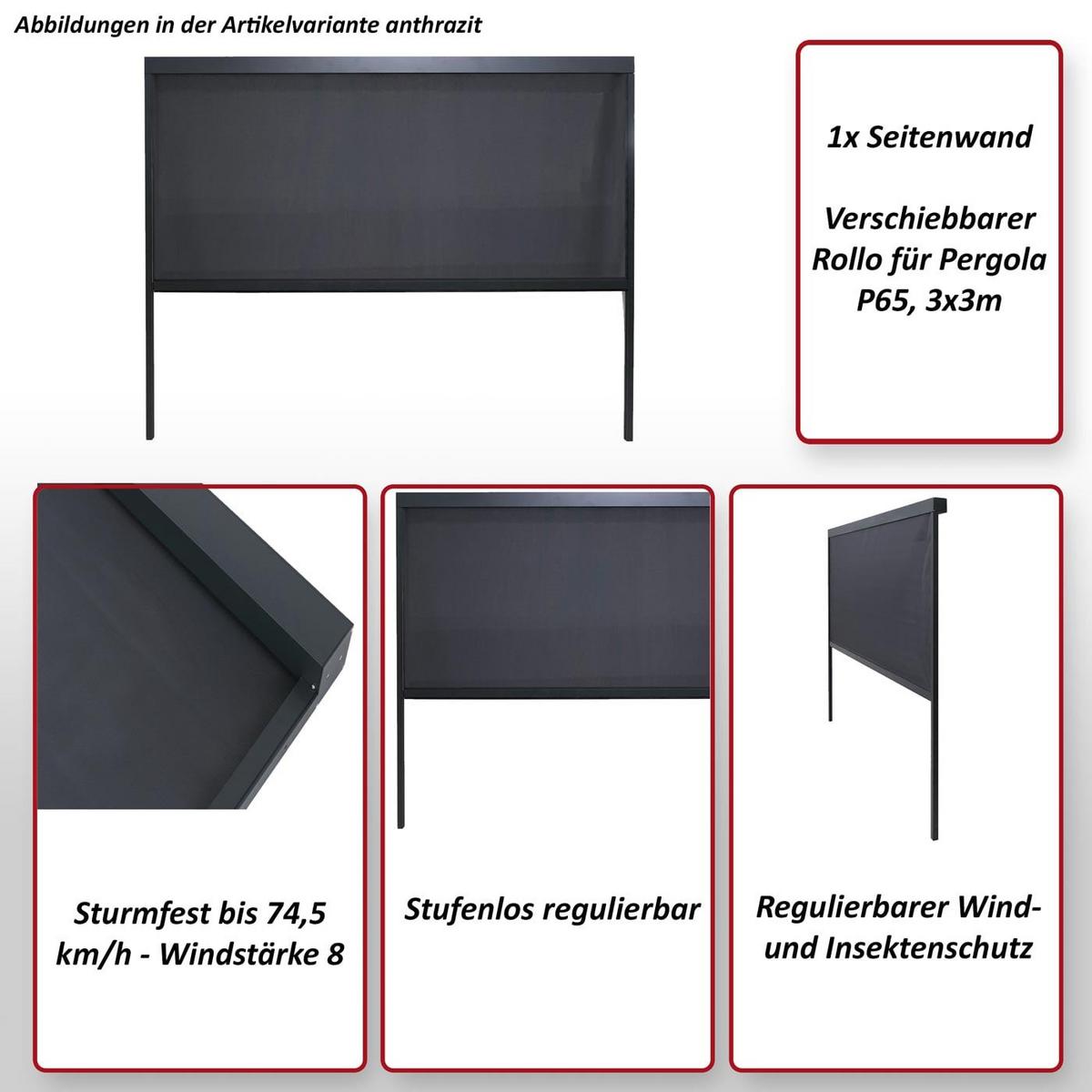 SEITENWAND FÜR PERGOLA Weiß - Weiß, Textil (275/217/10cm) - MCW