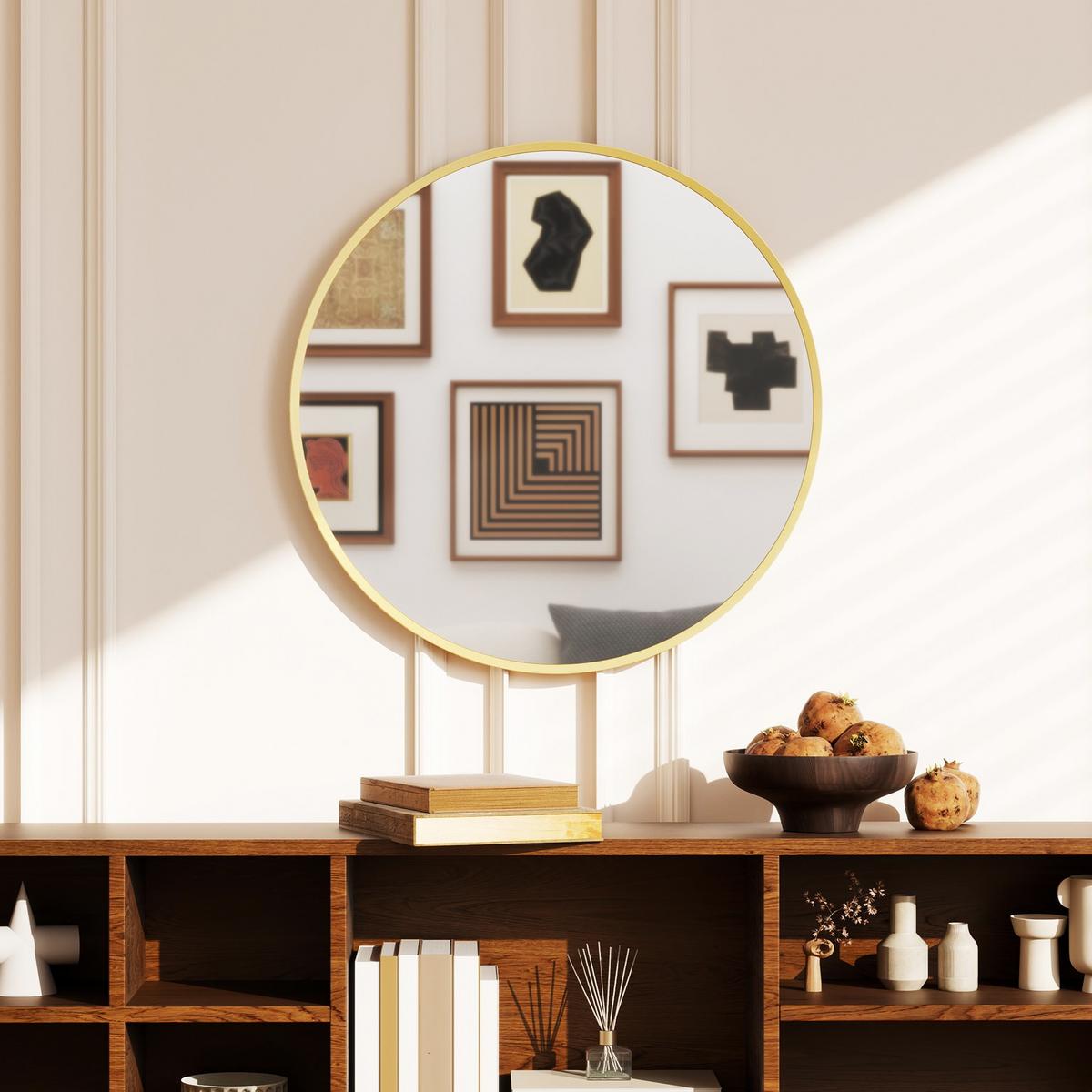 WANDSPIEGEL Aluminiumlegierung Glas Gold - Goldfarben, Metall (1/61/61cm) - HOMCOM