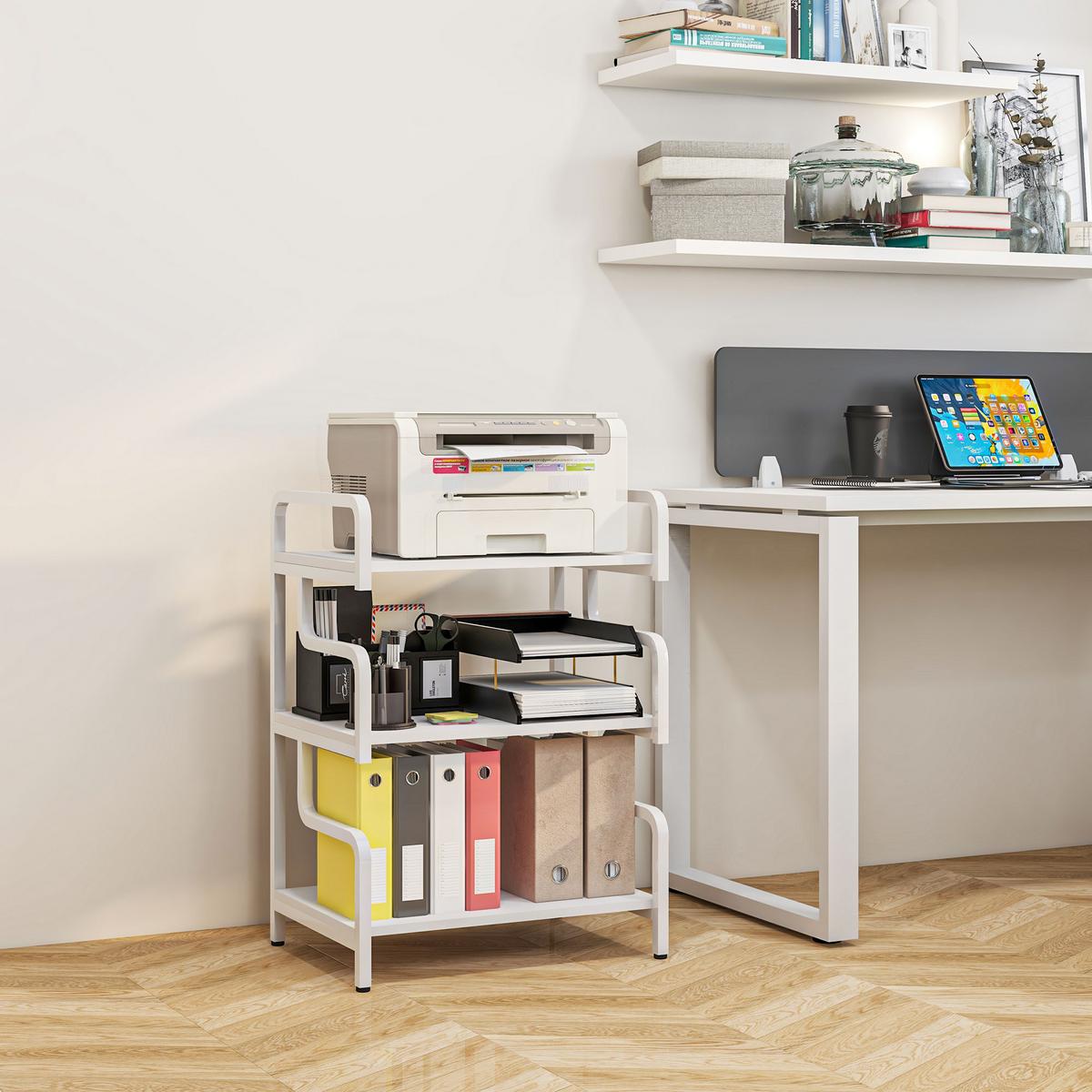 DRUCKERSTÄNDER Spanplatte Stahl Weiß - Weiß, Holzwerkstoff/Metall (55/40/77cm) - HOMCOM