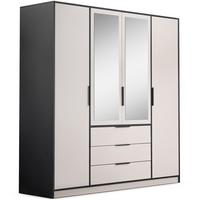 DREHTÜRENSCHRANK Livo mit 4 Türen und 3 Schubladen, kaschmir+schwarz, 200 cm - Kaschmir/Schwarz, Holzwerkstoff (200/200/57cm) - Beautysofa